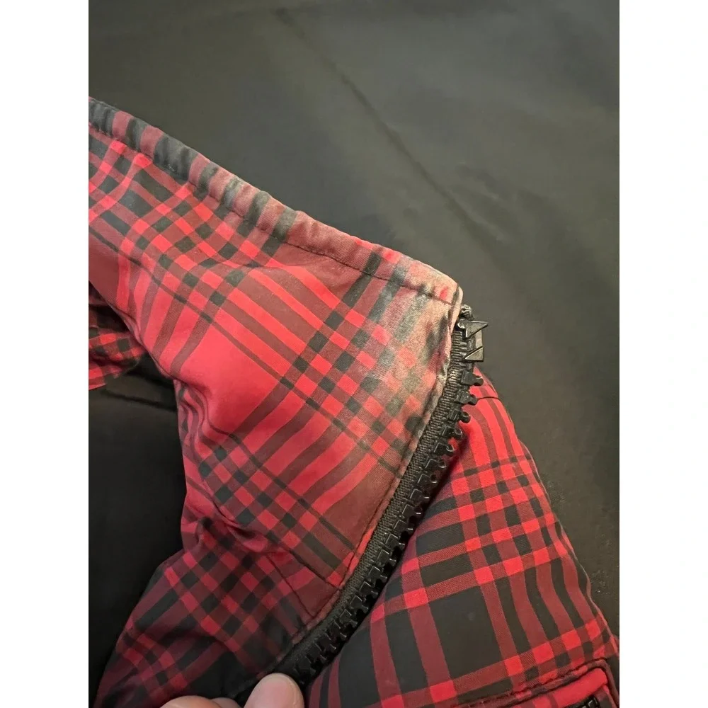 Lauren Ralph Lauren Red Black Plaid Puffer Vest Womens Medium Quilted Full Zip